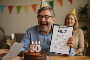 Lav en sjov quiz til 50 års fødselsdag – 15 spørgsmål der samler selskabet